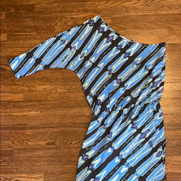 Tibi Blue Print One Shoulder Dress - Sz 0 - Picture 3 of 13